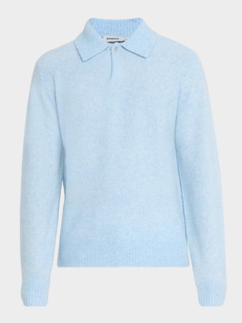 SIMKHAI Men's Davis Cashmere-Blend Polo Sweater