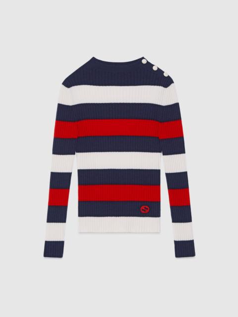 GUCCI Striped rib stitch wool top
