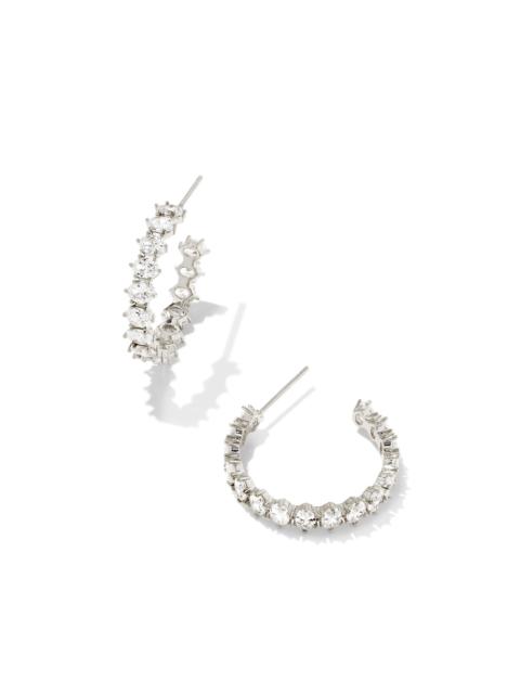 KENDRA SCOTT Cailin Silver Crystal Hoop Earrings in White CZ