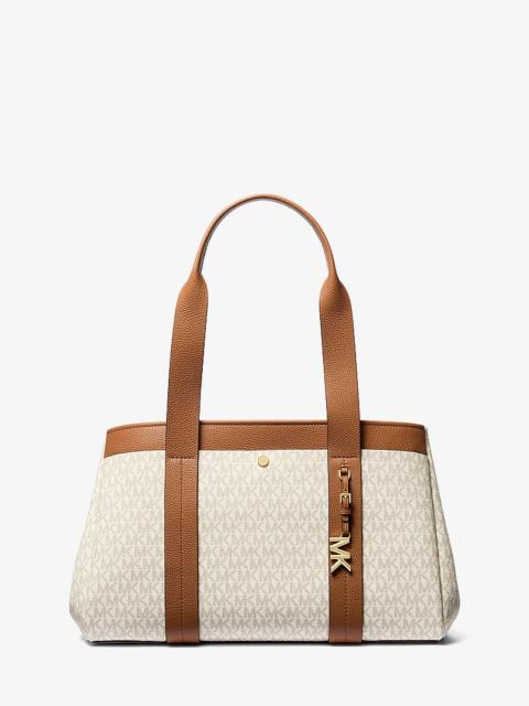 MICHAEL KORS Romee Large Signature Logo and Leather Tote Bag