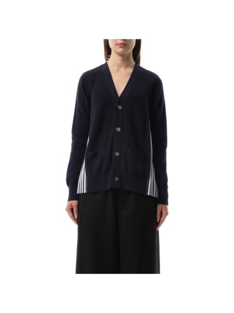 sacai Cotton Knit x Cotton Poplin Cardigan in Navy