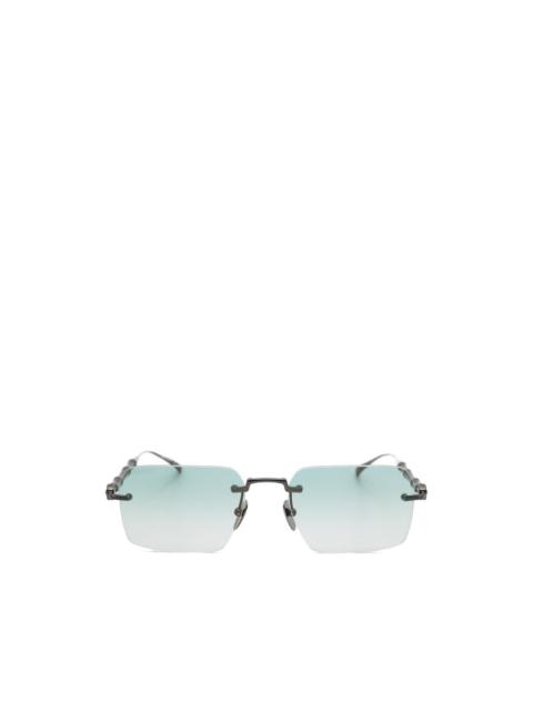 GUCCI Bamboo-effect rimless rectangle-frame sunglasses