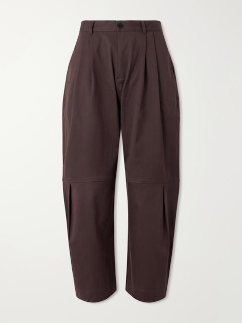 sage NATION Zushi Barrel-Leg Pleated Cotton-Blend Trousers