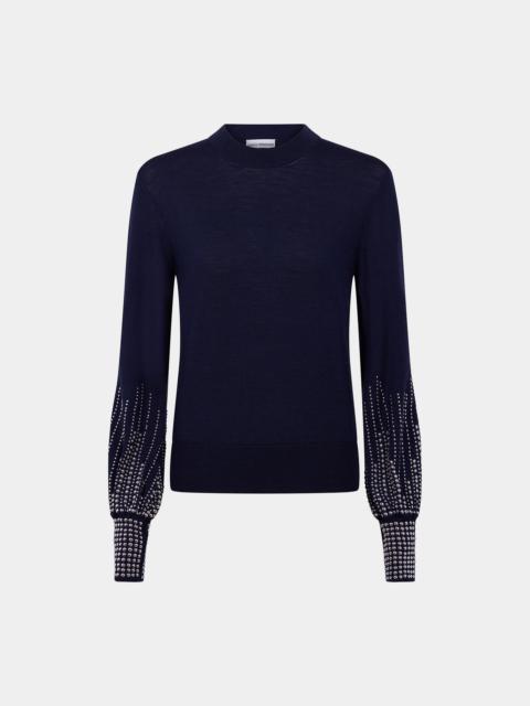 Paco Rabanne NAVY SWEATER WITH SEQUINS