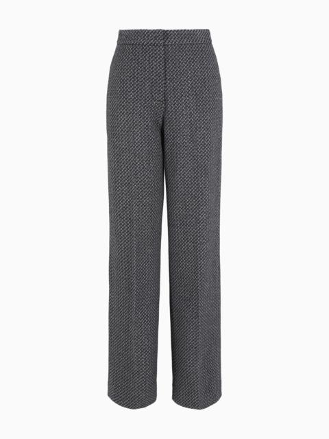 EMPORIO ARMANI Mélange wool-blend knit trousers with a textured pattern