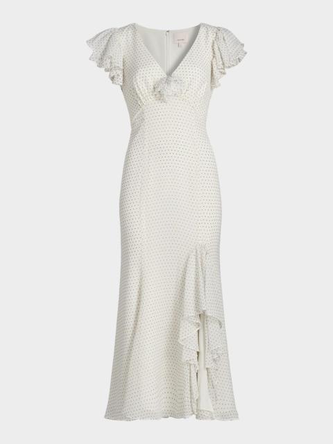 Cinq à Sept Talia Polka-Dot Ruffled Midi Dress