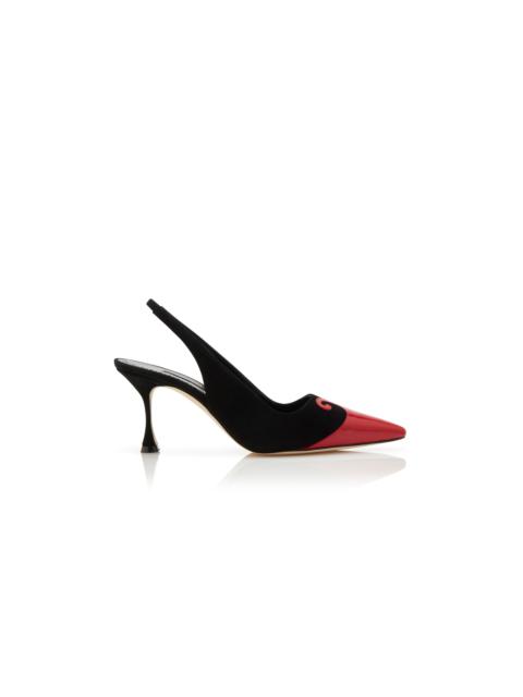 Black and Red Suede Swirl Detail Pumps