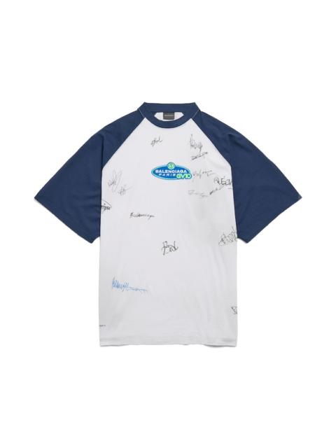 BALENCIAGA Men's Banana Raglan Oversized T-shirt in Dirty White/blue