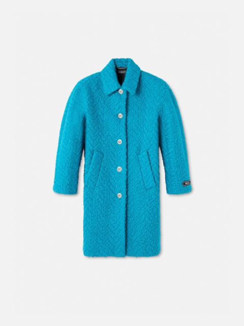 VERSACE Rounded Wool Bouclé Coat