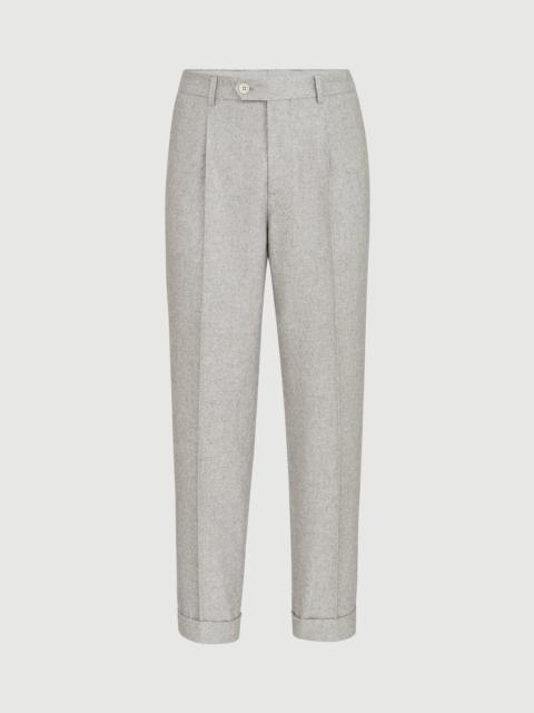 Brunello Cucinelli Silk and cashmere cavalry tweed trousers with pleat