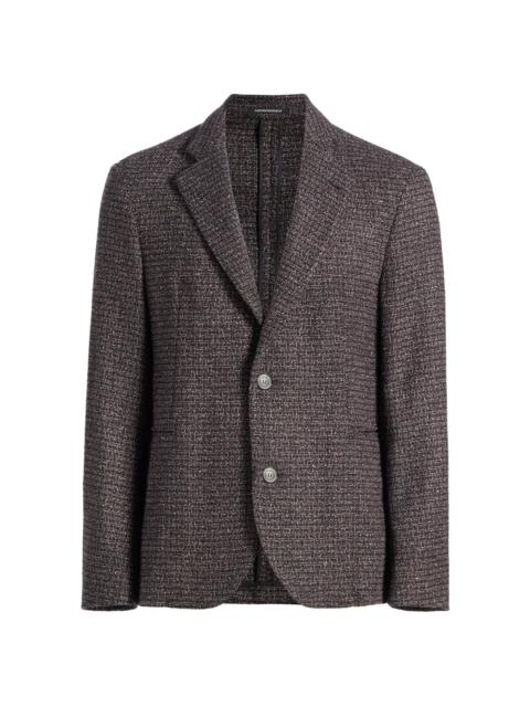 EMPORIO ARMANI Men's Virgin Wool-Blend Bouclé Jacket - Merlot