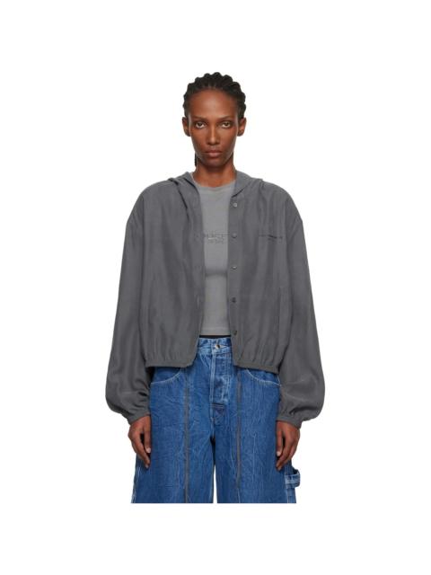 Alexander Wang Gray Cropped Silk Hoodie