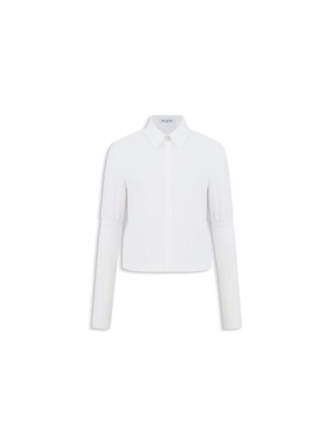 Alaïa COTTON POPLIN SHIRT WITH RIBBED SLEEVES