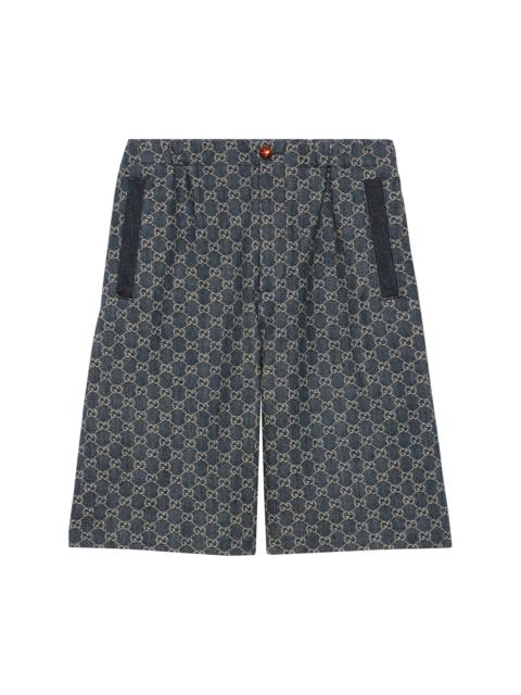 GUCCI Gucci Eco Washed GG Denim Shorts 'Dark Blue/Ivory'