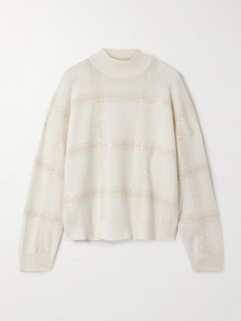 Brunello Cucinelli Sequin-embellished Wool, Cashmere And Silk-blend Sweater