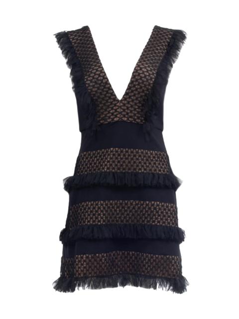 TADASHI SHOJI Women's Tiered Ruffle Minidress - Black Nude