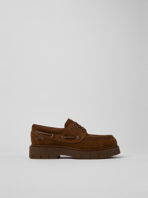 CAMPER Alaro Brown Nubuck Nautical Shoes for Women.