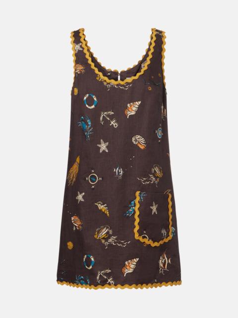 ALÉMAIS Printed scalloped linen minidress