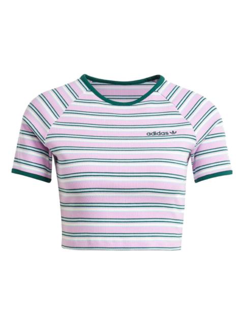 adidas (WMNS) adidas '80s Rib Stripe Baby T-Shirt 'Pink White' JC6168