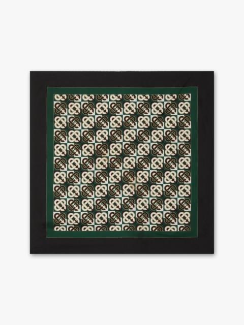 CASABLANCA Green & Navy Check Monogram Medium Silk Scarf | Casablanca Paris