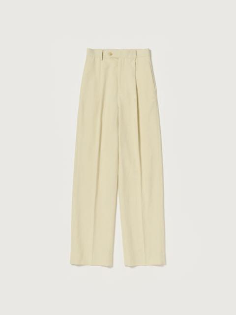 AURALEE WOOL COTTON LINEN OX ONE-TUCK SLACKS
