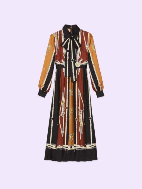 GUCCI Equestrian print silk dress