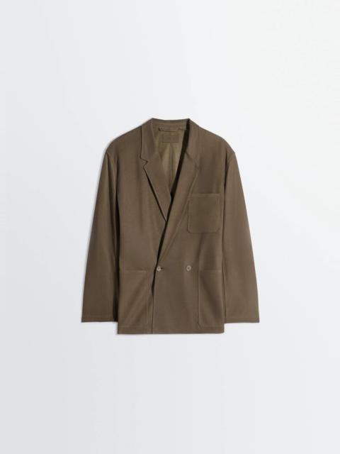 Lemaire DOUBLE BREASTED LEATHER TAILORED JACKET IN PERFORATED NUBUCK