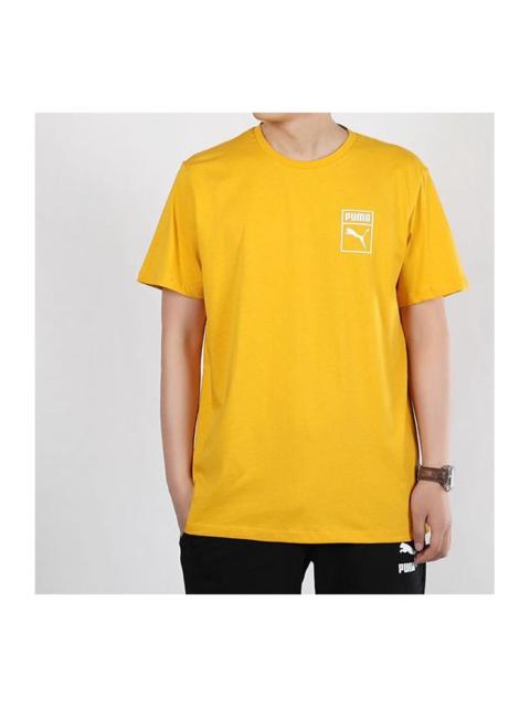 PUMA PUMA Graphic Box Logo Printed Short Sleeve TEE Men Yellow 598625-25
