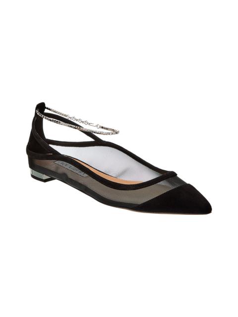 AQUAZZURA Aquazzura Secret Affair Suede-Trim Flat