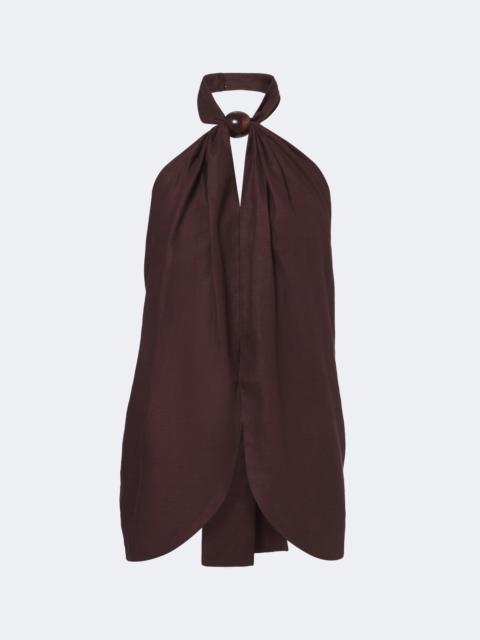 FAITHFULL Biba halterneck open-back linen top