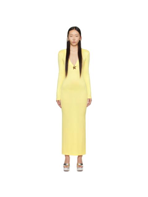 AREA Yellow Star Stud Maxi Dress