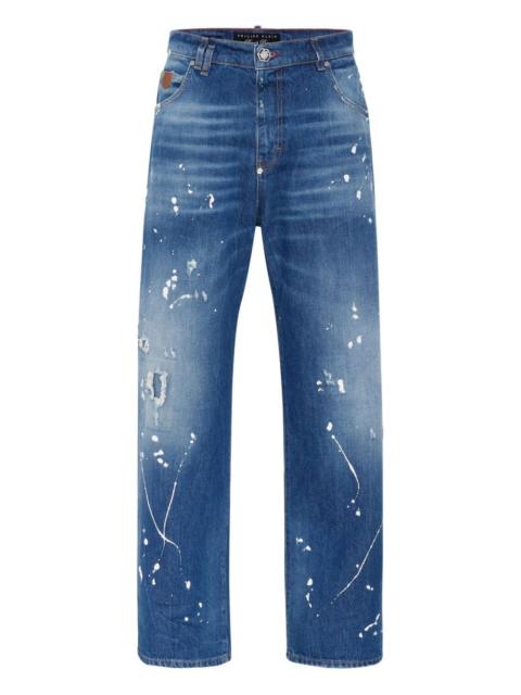 PHILIPP PLEIN Beach Boy Fit paint-splatter distressed jeans