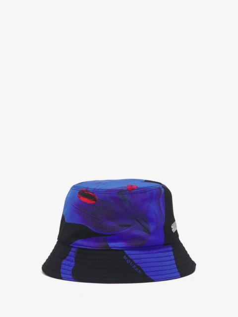 Alexander McQueen Blue Lily Bucket Hat