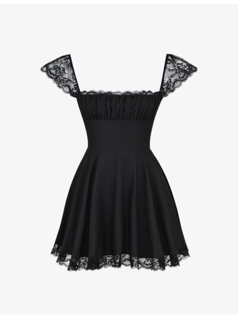 House of CB Kaia square-neck A-line woven mini dress