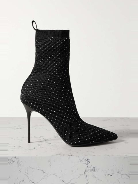 Crystal-embellished stretch-knit sock boots