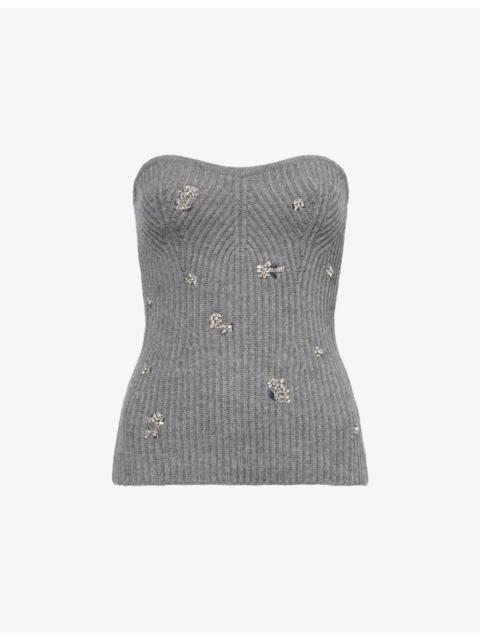 SIMKHAI Waverlie Wool and Cashmere-Blend Tube Top