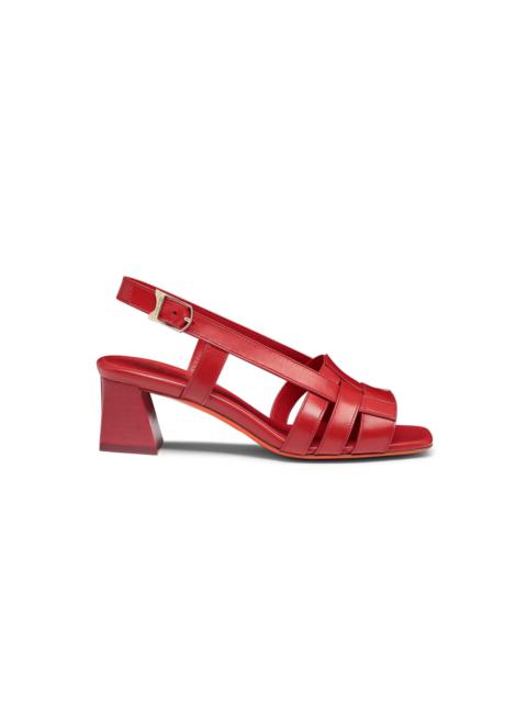 Santoni Women's red leather mid-heel Beyond sandal
