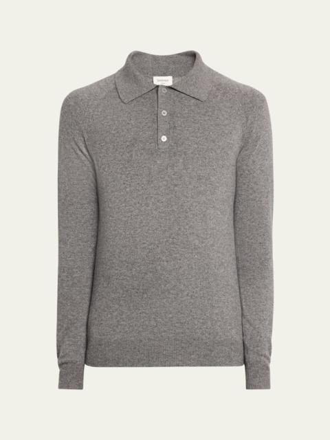 SAINT LAURENT Men's Cashmere Knit Polo Sweater