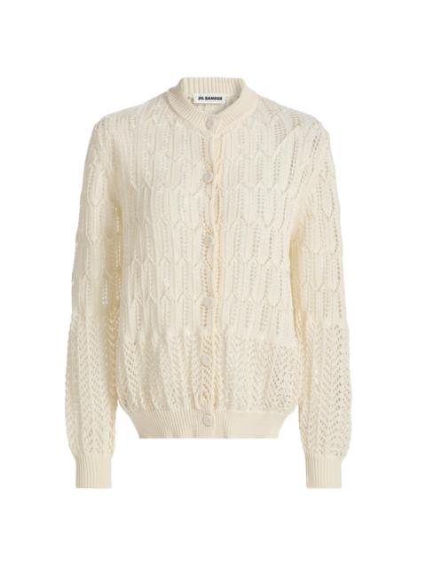 Jil Sander Women's Open-Knit Cotton Cardigan - Eggshell