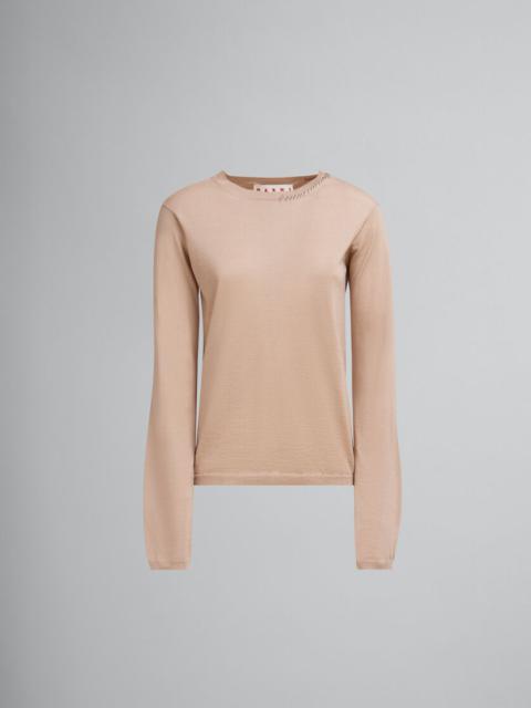 Marni OAT WOOL-SILK CREW-NECK JUMPER WITH MARNI MENDING