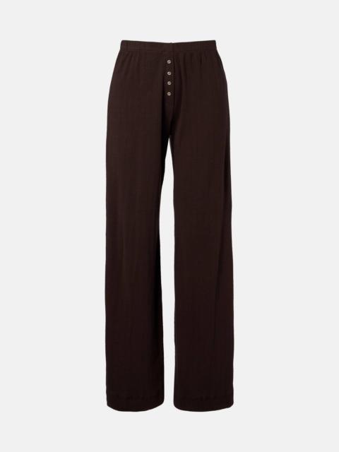 LESET Pointelle cotton wide-leg pants
