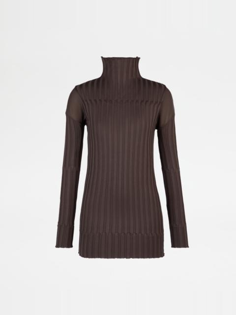 Tod's SWEATER IN SILK - BROWN