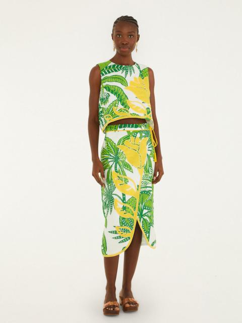 FARM RIO Off-White Amazon Graphic Midi Skirt