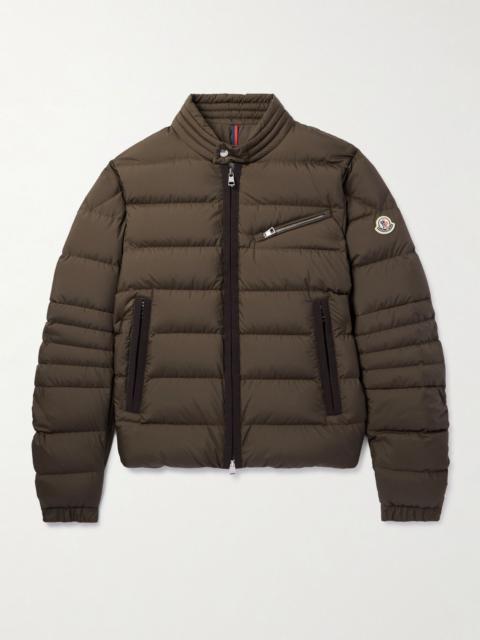 Grosgrain-Trimmed Logo-Appliquéd Quilted Shell Down Jacket Brown