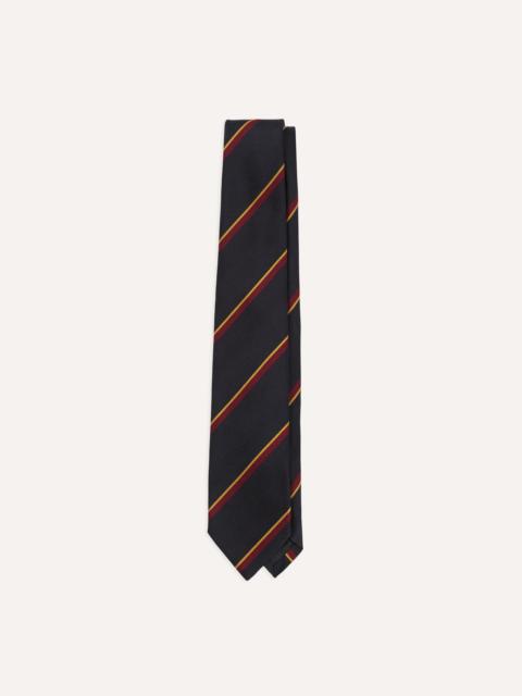 Drake's Navy, Red and Yellow Regimental Stripe Repp Silk Tipped Tie