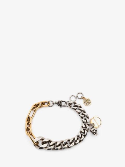 Alexander McQueen Chain And Skull Bracelet in Silver/gold