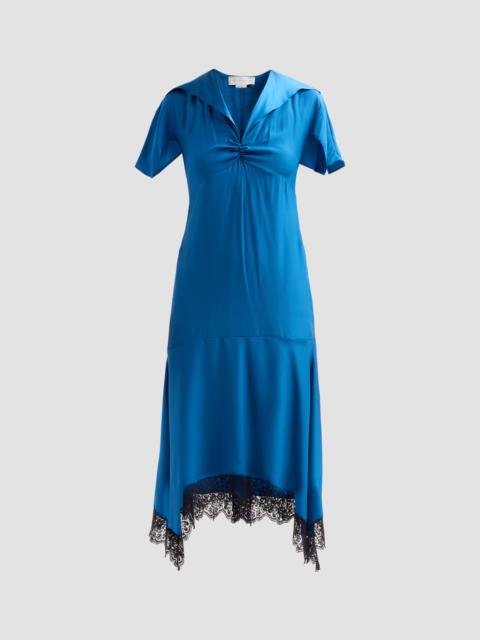 Stella McCartney Women's Lace Handkerchief-Hem Silk Midi-Dress - Cobalt
