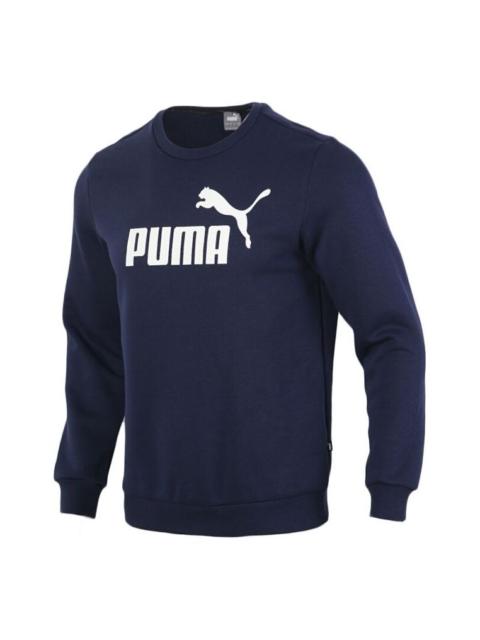 PUMA PUMA Logo Knitting Pullover Fleece 'Blue White' 586936-06