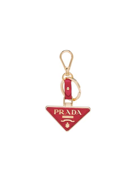 Prada Saffiano Leather and Metal Keychain