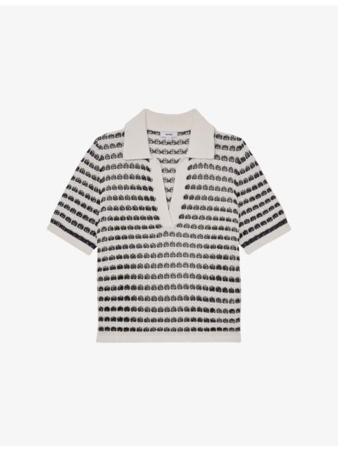 REISS Gemma Stripe-Pattern Cotton-Knit Polo